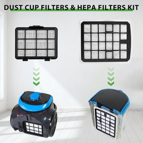 2 Pcs Replacement Filter Compatible with Eureka NEN180 NEN186BL Bagless Canister Vacuum Cleaner，1 Dust Cup Filter Element 1 HEPA Filters 1 Cleaning Brush