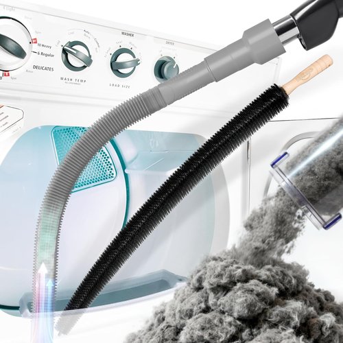 Holikme Dryer Vent Cleaner Kit - 2 Pieces Lint Vacuum Attachment & Flexible Brush | Grey