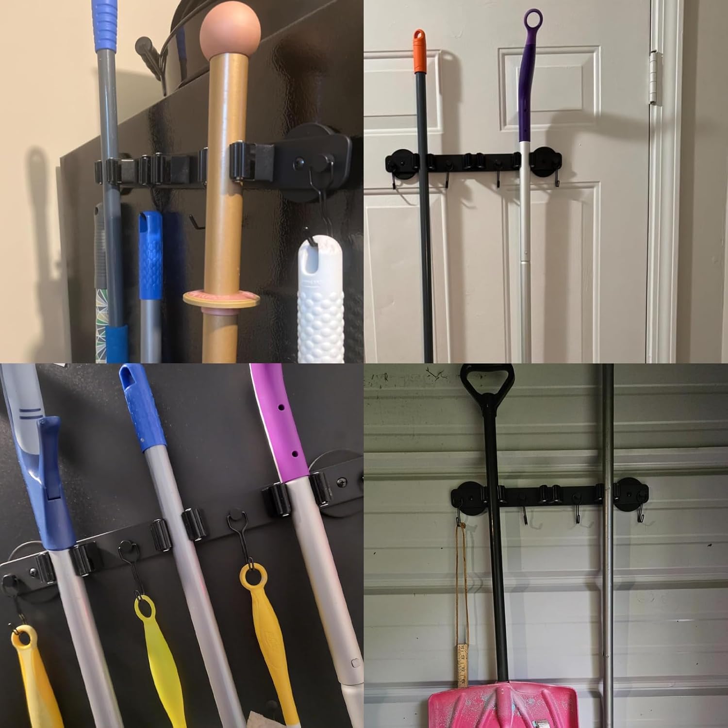 Skiennix Magnetic Mop Holder - Heavy Duty Swivel Hook Organizer for Cleaning Tools | Ideal for Garage & Kitchen