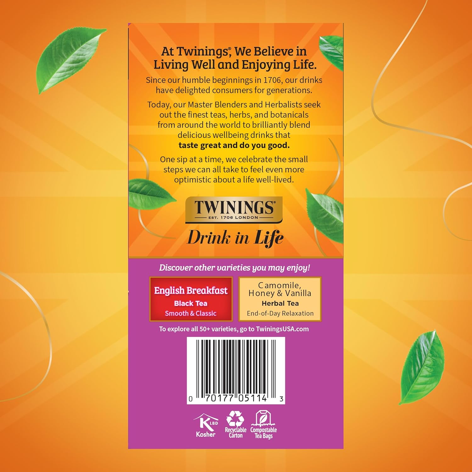 Twinings Darjeeling Black Tea - Individually Wrapped Bags, 50 Count | Delicate Flavor, Caffeinated, Hot or Iced