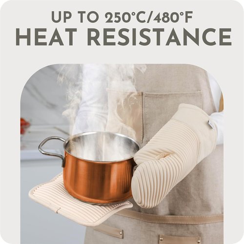 Extra Long Silicone Oven Mitts by [Brand Name] - Heat Resistant 500°F | BPA-Free 4-Piece Kitchen Set