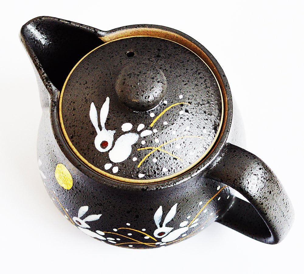 I rabbit Kutani pottery teapot pot (with tea strainer)