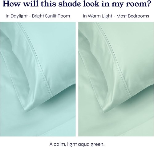 California Design Den King Pillowcase Set of 2 - 400 Thread Count 100% Cotton, Soft Seafoam Color