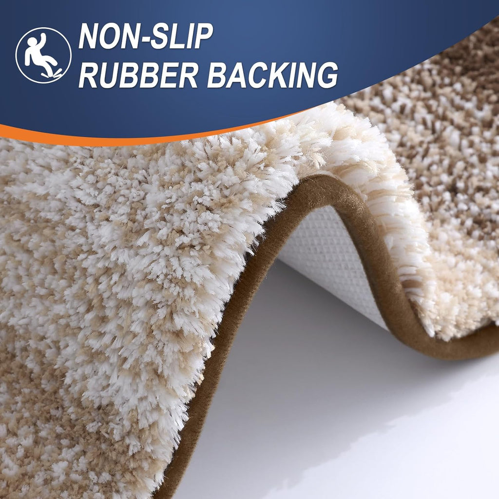 OLANLY Bathroom Runner Rug - Extra Soft Microfiber Mat | Quick Dry & Washable, 47x24, Light Brown