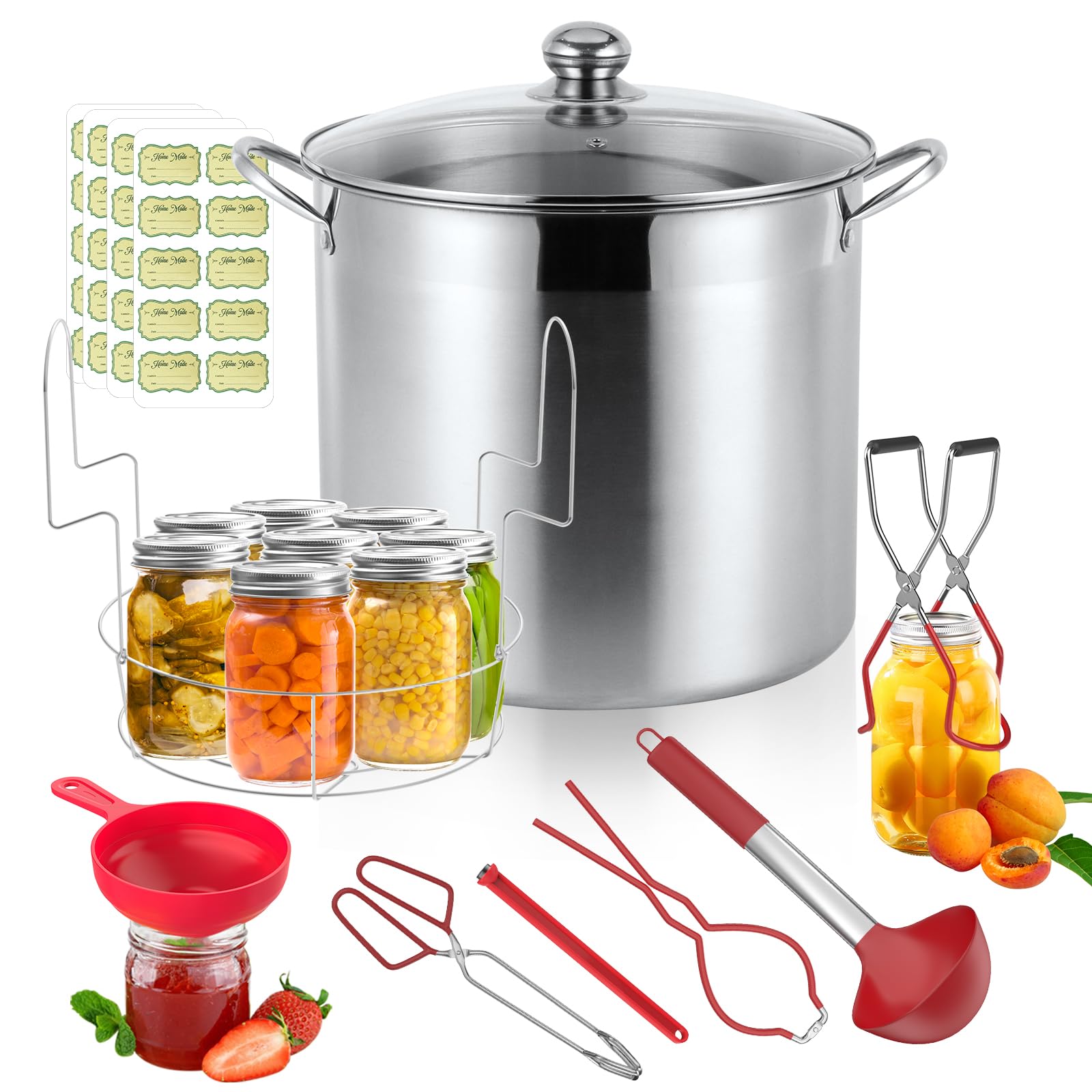 BriSunshine 21.5 QT Stainless Steel Canning Pot with Lid, Rack & Canning Tools Set, Canning Supplies Kit Water Bath Canner for Beginner