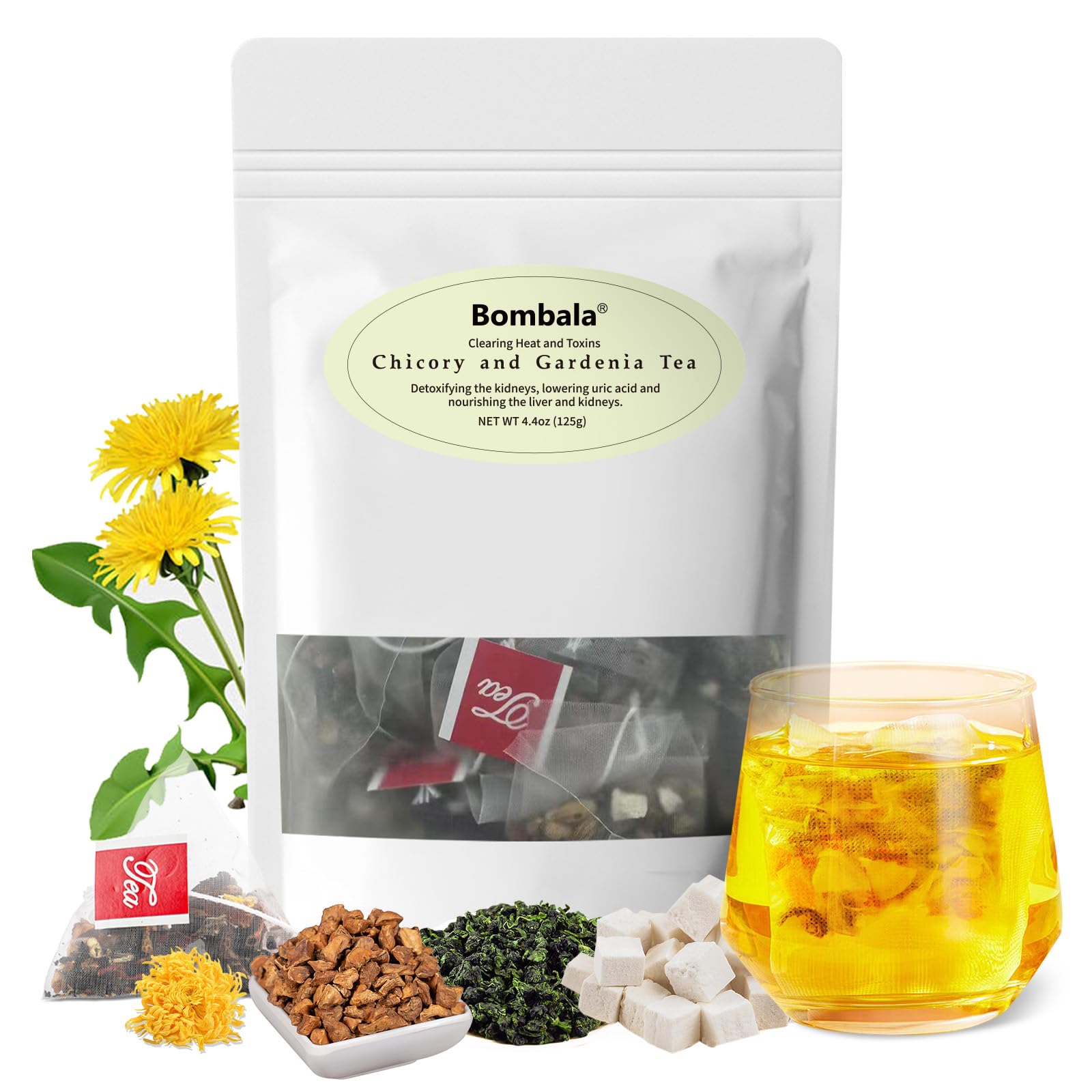 1Bag Bombala Organic Chicory and Gardenia Tea Kidney and Liver Detox Tea- For Diabetics Supports Blood Sugar chicory root- With Tuckaho Cassia Seed Mulberry Leaf Dandelion Burdock root Barley- Vegan & sugar and Caffeine Free