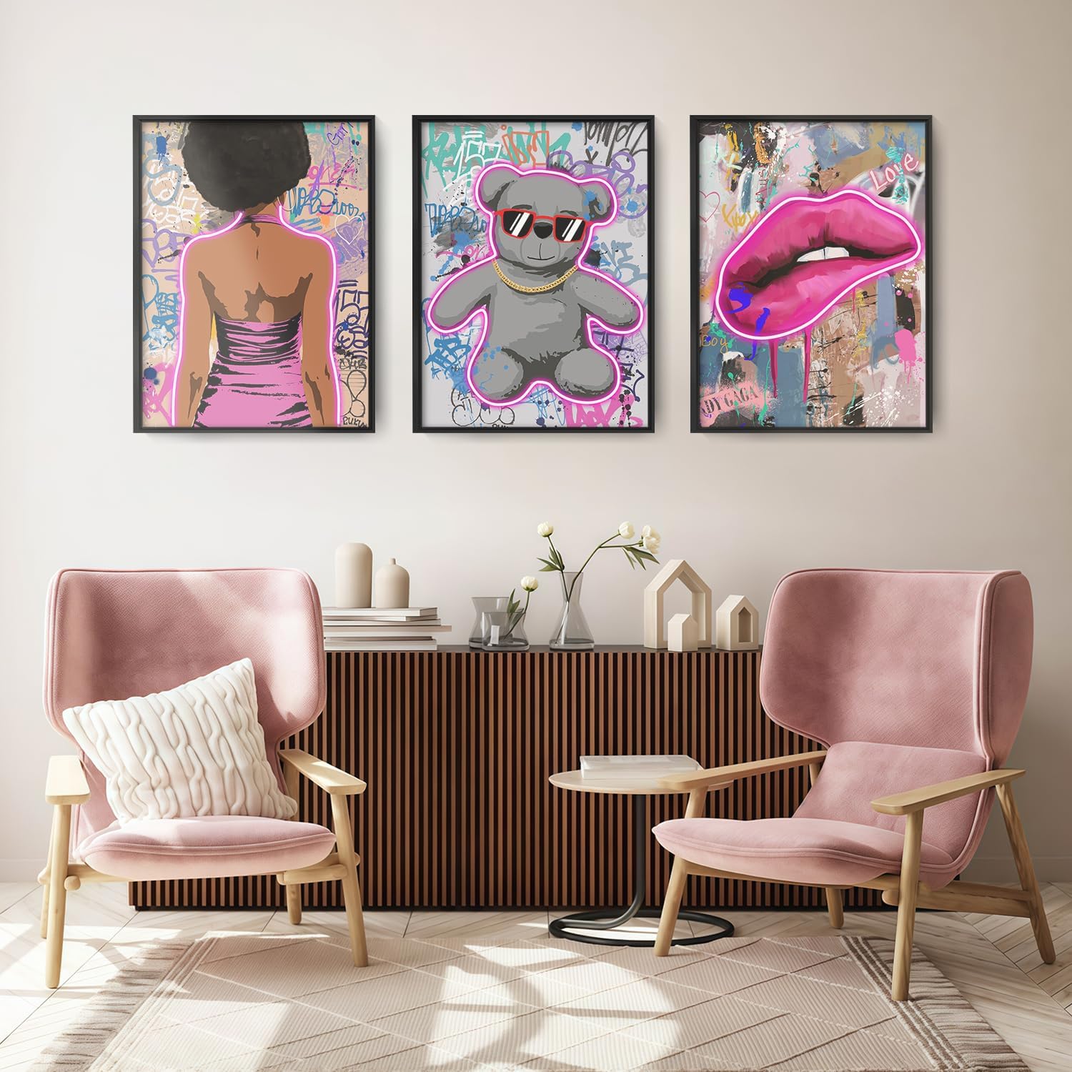 Modern Abstract Wall Art Set by [Brand Name] - 16x24 Inch Metal Framed Canvas Prints | Contemporary Decor for Living Room, Bedroom, Office