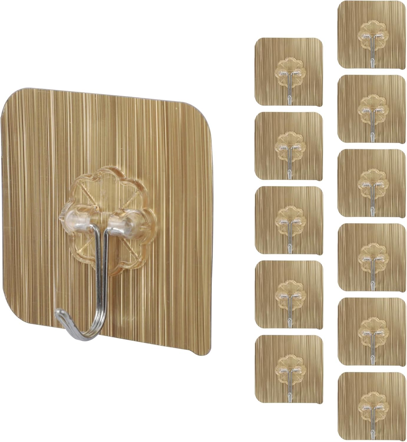 Skiennix Heavy Duty Adhesive Hooks - 12 Pack Waterproof Wall-Mounted Towel & Coat Hooks | Max Load 15 lb