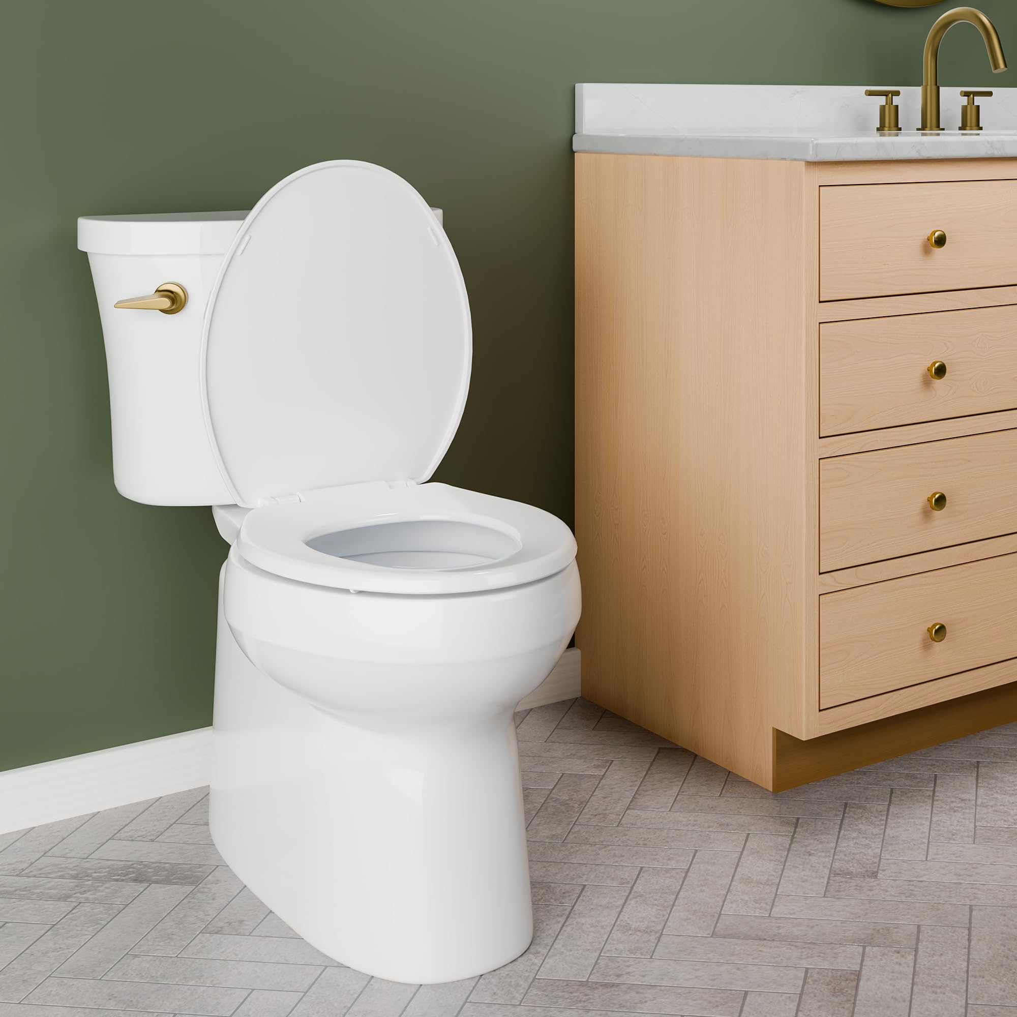 Mayfair Universal Size Slow Close Toilet Seat, Durable Plastic, Fits Round & Elongated Toilets, White