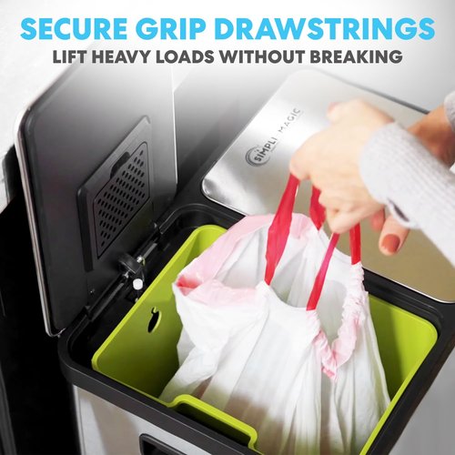 SIMPLI-Magic 8 Gallon Drawstring Trash Bags, Code A, 120 Pack – Tall Kitchen Garbage Bags, Custom Made with Premium Materials (White)
