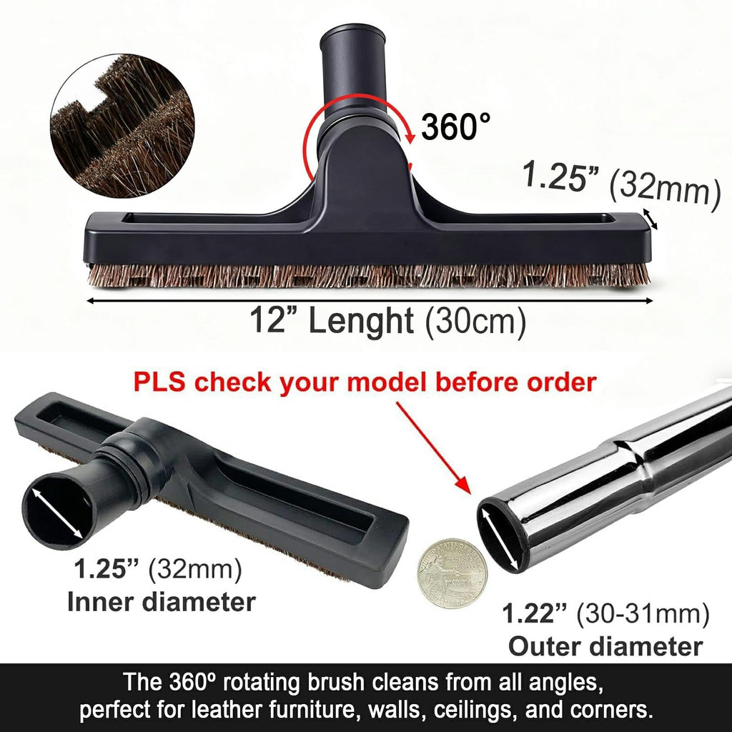 16 Pcs Universal Vacuum Attachments Kit for Shop Vac Accessories with 2 1/2" to 1 1/4" & 1 7/8" to 1" Hose Adapter for Shop Vac, 1 1/4" Shop Vacuum Cleaner Attachments, Household Cleaning Vacuum Kit