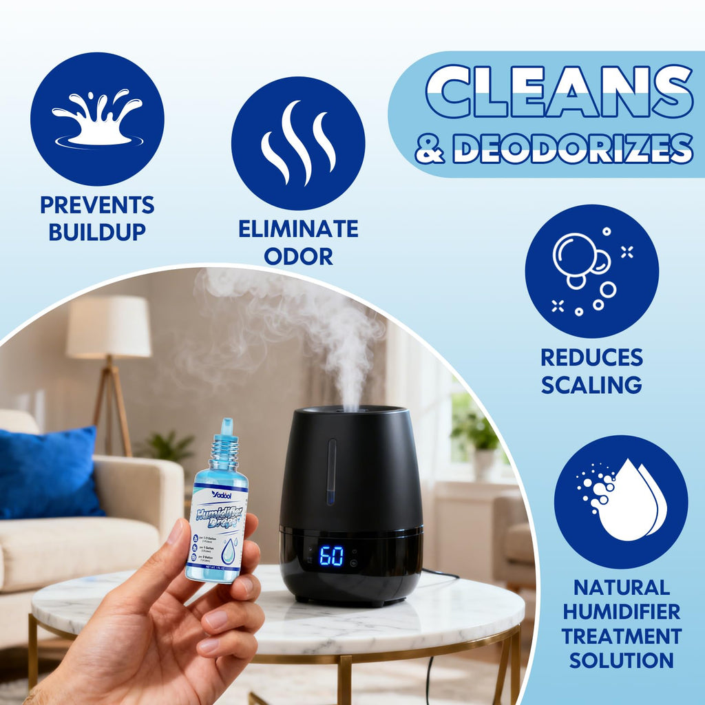 Yadool [5 Pack] Humidifier Cleaner Drops, Humidifier Water Treatment Cleaning Solution for All Makes & Models - Slows Buildup & Scaling - Deeply Cleans & Deodorizes Water - 500+ Day Supply