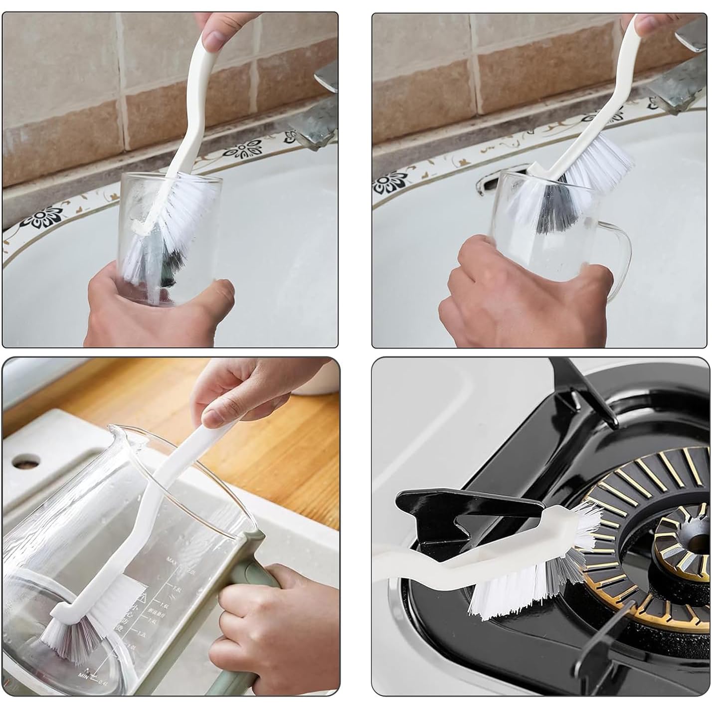 12Pcs Crevice Brushes for Cleaning Crevice Cleaning Brush Set Hard Bristle Crevice Cleaning Brush Supplies for Corner Sink Cup Teapot Bottle Blender-Multifunctional Brush Cleaner