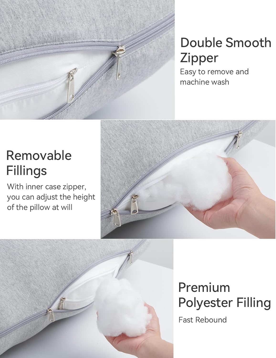 Momcozy U Shaped Pregnancy Pillow - 57 Inch Full Body Maternity Support with Removable Cotton Cover | Hatha Grey