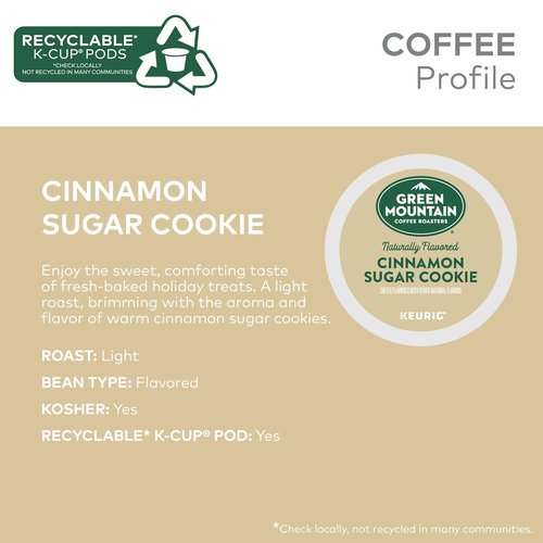 Green Mountain Coffee Roasters K-Cup Pods - Cinnamon Sugar Cookie Light Roast Coffee, 96 Count