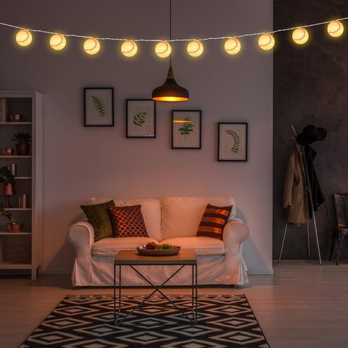 BTFO 2m/6.56ft Baseball Light String with 10 Lights, Baseball Room Decor PVC Baseball Lamp Baseball Decorations for Party Room Decoration (Constant Light, Warm Light)