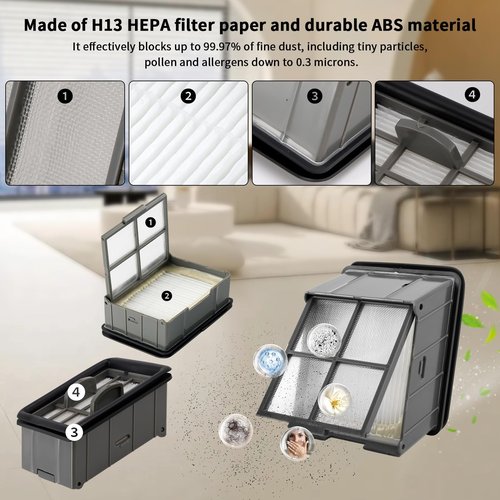3930F 3933 3930 Roller Brushes & H13 Filters Replacement Kit for BISSELL CrossWave OmniForce Edge Cordless Cleaner - Includes 3 H13 Filters, 3 Brush Rolls, 1 clean Brush, Part No. 1640897, 1640066