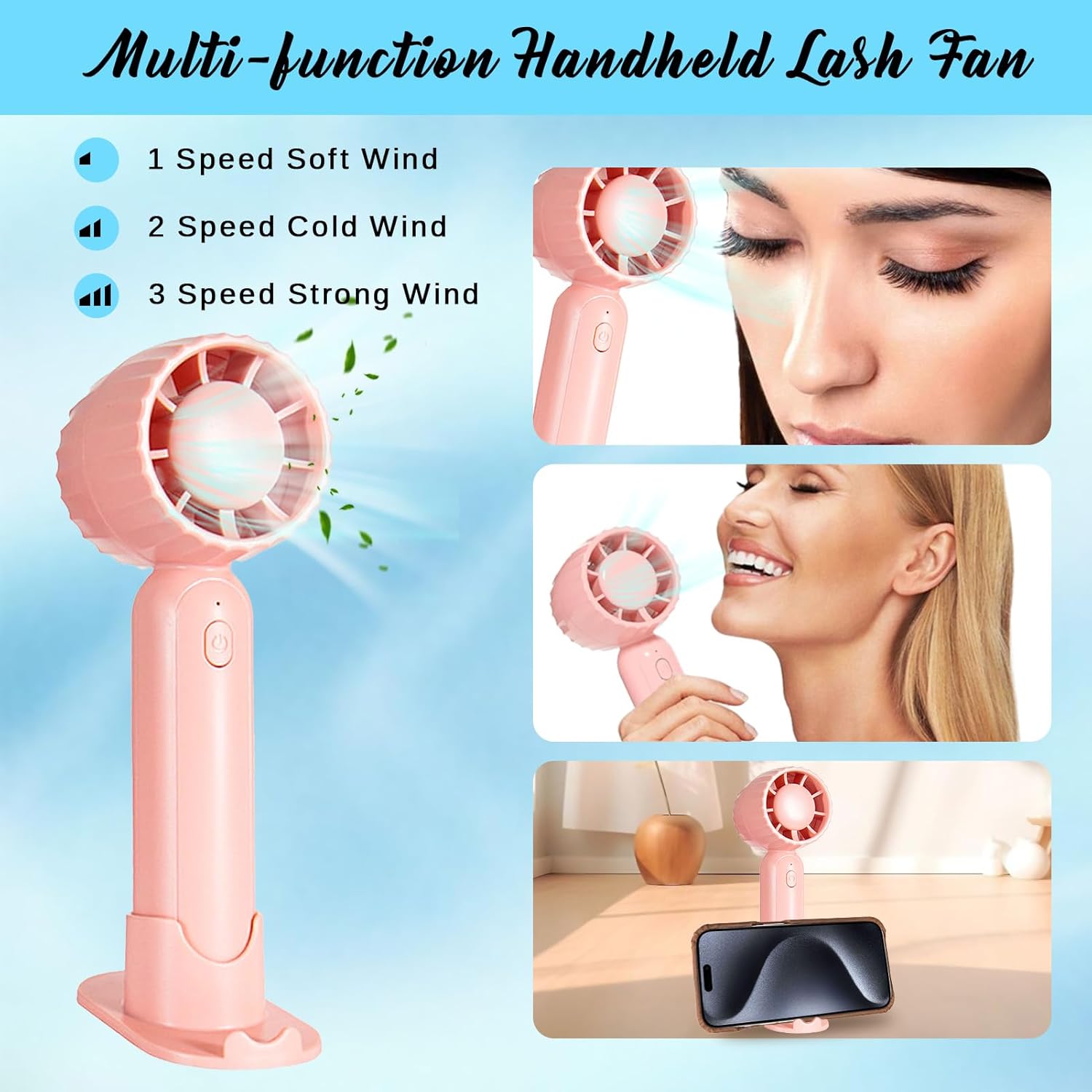 Skiennix Eyelash Extension Cleanser - Gentle Lash Mousse Shampoo & USB Rechargeable Handheld Fan