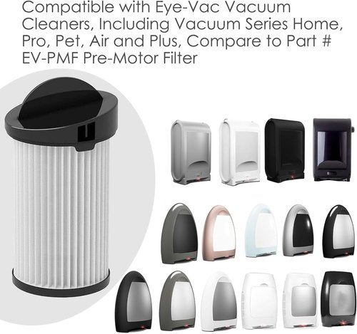 4 Pack Replacement Vacuum Filter Compatible with Eye-Vac EV-PMF Pre-Motor Filter, Fits for NeoVac Elite Touchless Stationary Vacuum, Compared to Part # EV-PMF