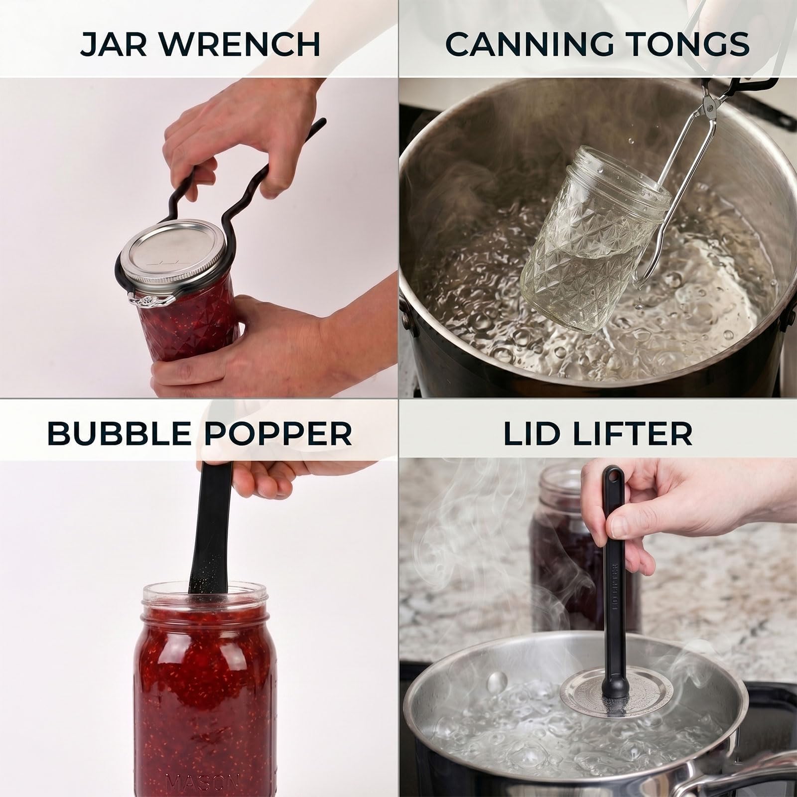 Canning Supplies Starter Kit Canner Tools for Water Bath and Pressure Canning Utensil Set includes Jar Lifter, Tongs, Funnel, Wrench, Lid Lifter for Beginners