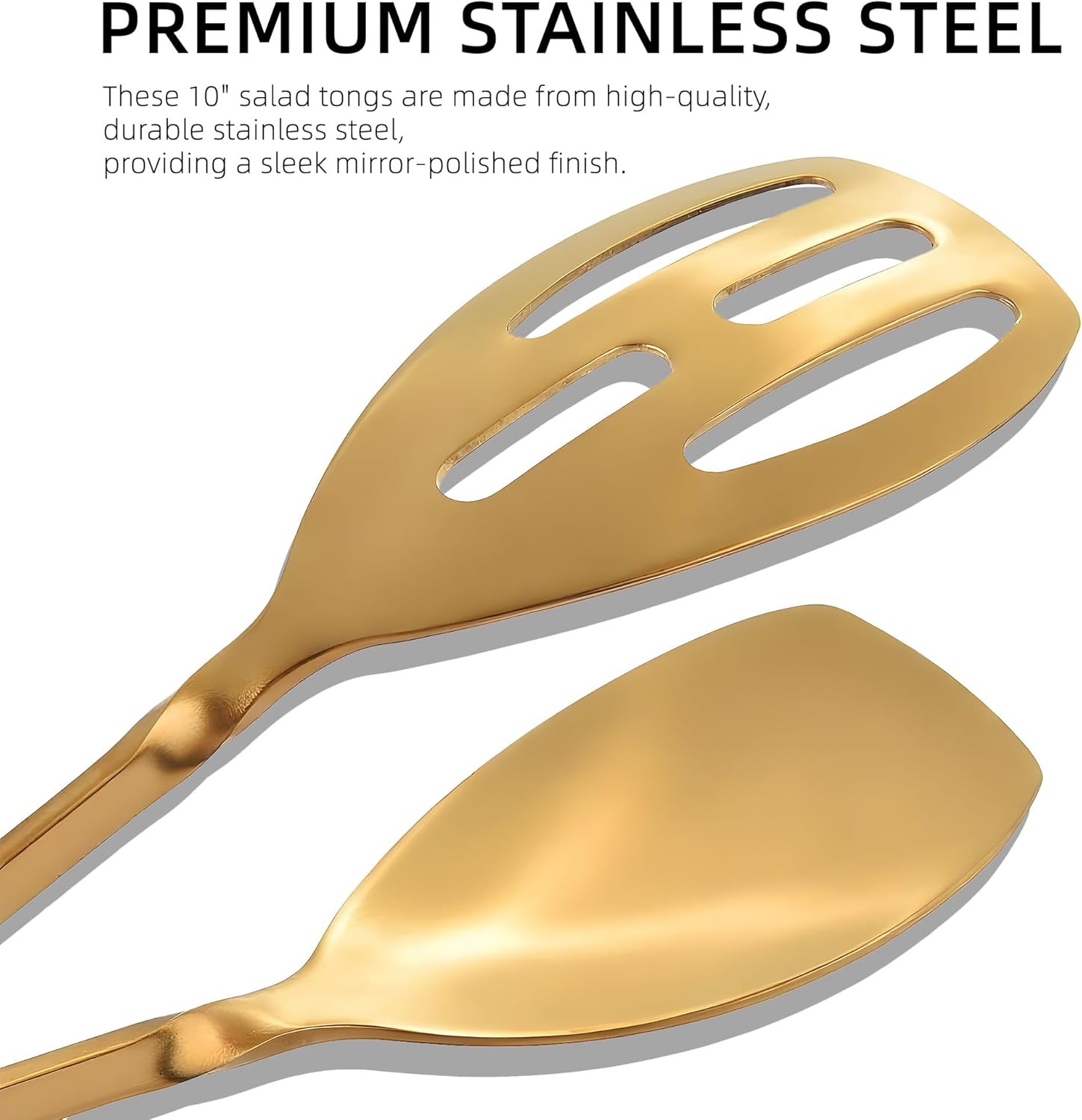 Salad Tongs - Premium Stainless Steel Scissor-Style Serving Utensils | Non-Toxic, Heat-Resistant, 2-Pack (Gold)