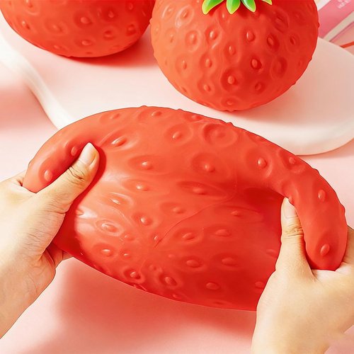Giant Strawberry Squishy - Jumbo Squeezy Stress Ball for Adults | Slow Rise Fidget Toy (3.14 x 1.96 in)