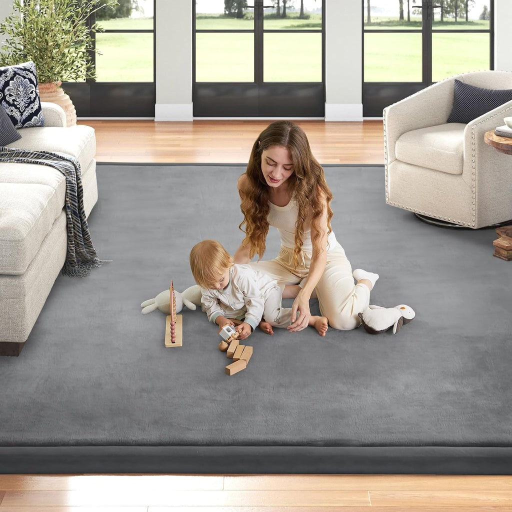Skiennix Baby Play Mat - Soft Memory Foam Crawling Rug for Infants & Toddlers - 50"x50" - Grey