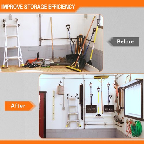 HUPBIPY Heavy Duty Garage Hooks - 7.7-Inch Wall Mounted Tool Organizer | Perfect for Ladders, Bikes & More