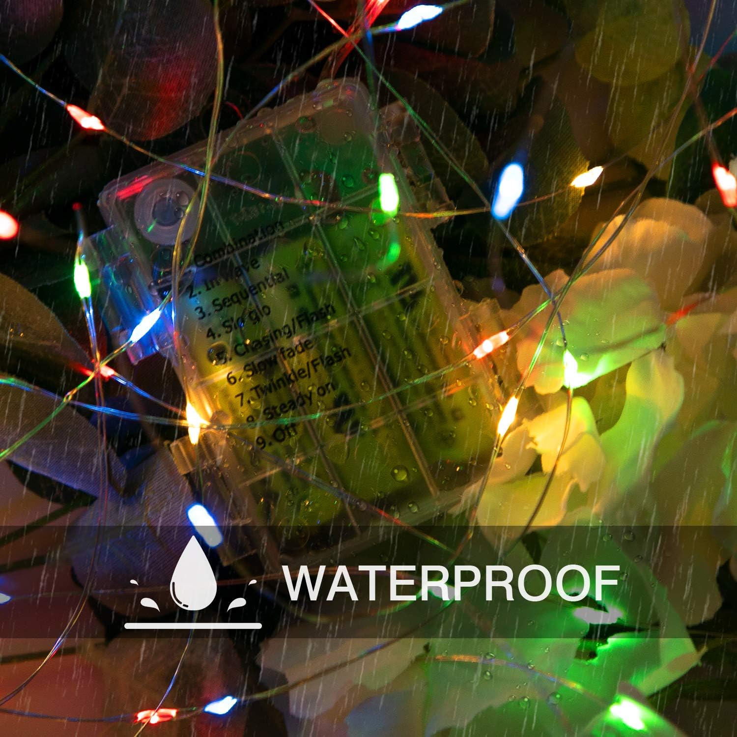 Skiennix 33Ft 100LED Outdoor String Lights - Waterproof Twinkle Fairy Lights with Remote | Multicolor, 2 Pack for Parties & Decor