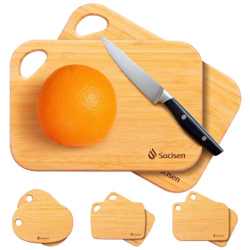 2 Packs Small Bamboo Wood Cutting Board for Kitchen 8.6" x 6" Mini Wooden Charcuterie Boards Lightweight Chopping Board Non Toxic Serving Board Tiny Chef Set Camping Fruit Lemon Sandwich Cheese Board