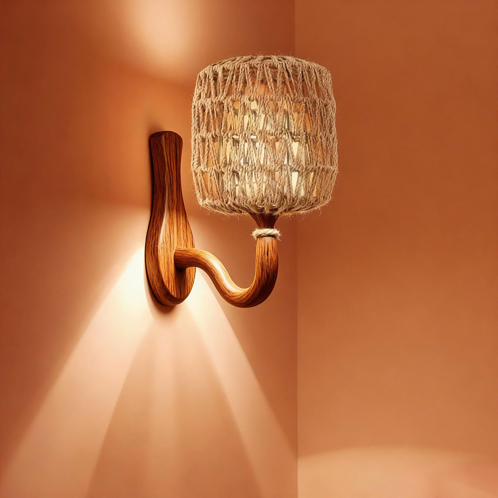 Baquler 4 Pcs Lamp Shade Pendant Light Shade Woven Lampshade Hanging Replacement Light Covers Boho Lamp Cover Home Decor, Farmhouse Rustic Wall Sconces for Table Lamps Floor Lamps