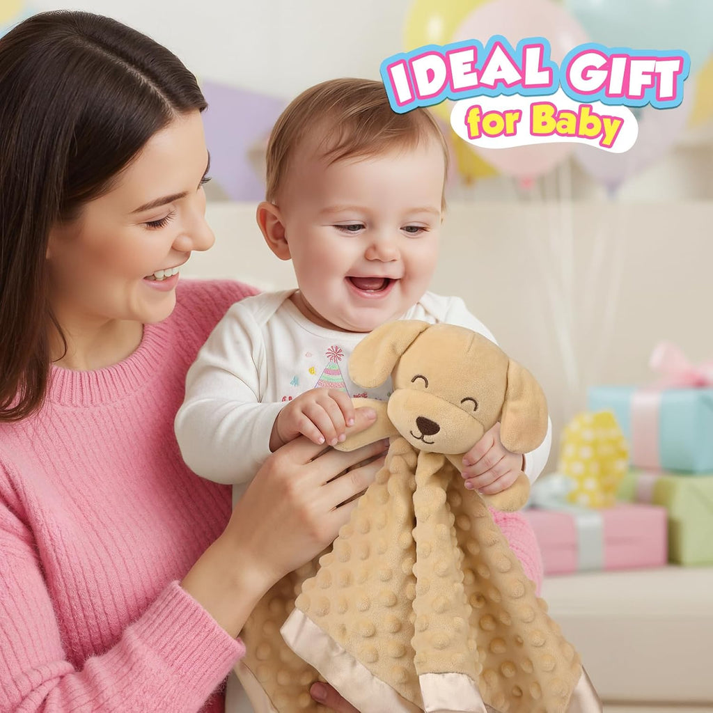 Skiennix Baby Dog Security Blanket - Soft Puppy Lovey Toy for Boys & Girls | 16-Inch Brown Snuggle Gift