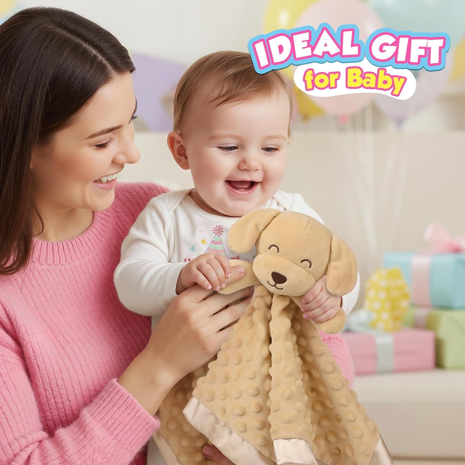 Skiennix Baby Dog Security Blanket - Soft Puppy Lovey Toy for Boys & Girls | 16-Inch Brown Snuggle Gift