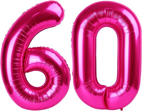 Hot Pink Number 60 Balloon - 40 Inch 60th Birthday Decoration for Women | Vibrant Party Supplies
