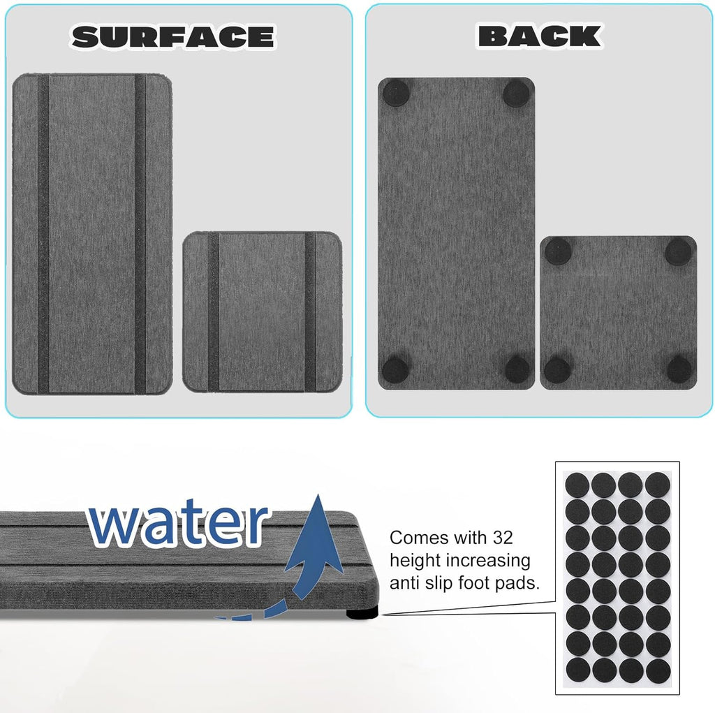 Skiennix Stone Drying Trays - Water Absorbing Diatomaceous Earth Soap Dish & Coaster Set (4PCS)