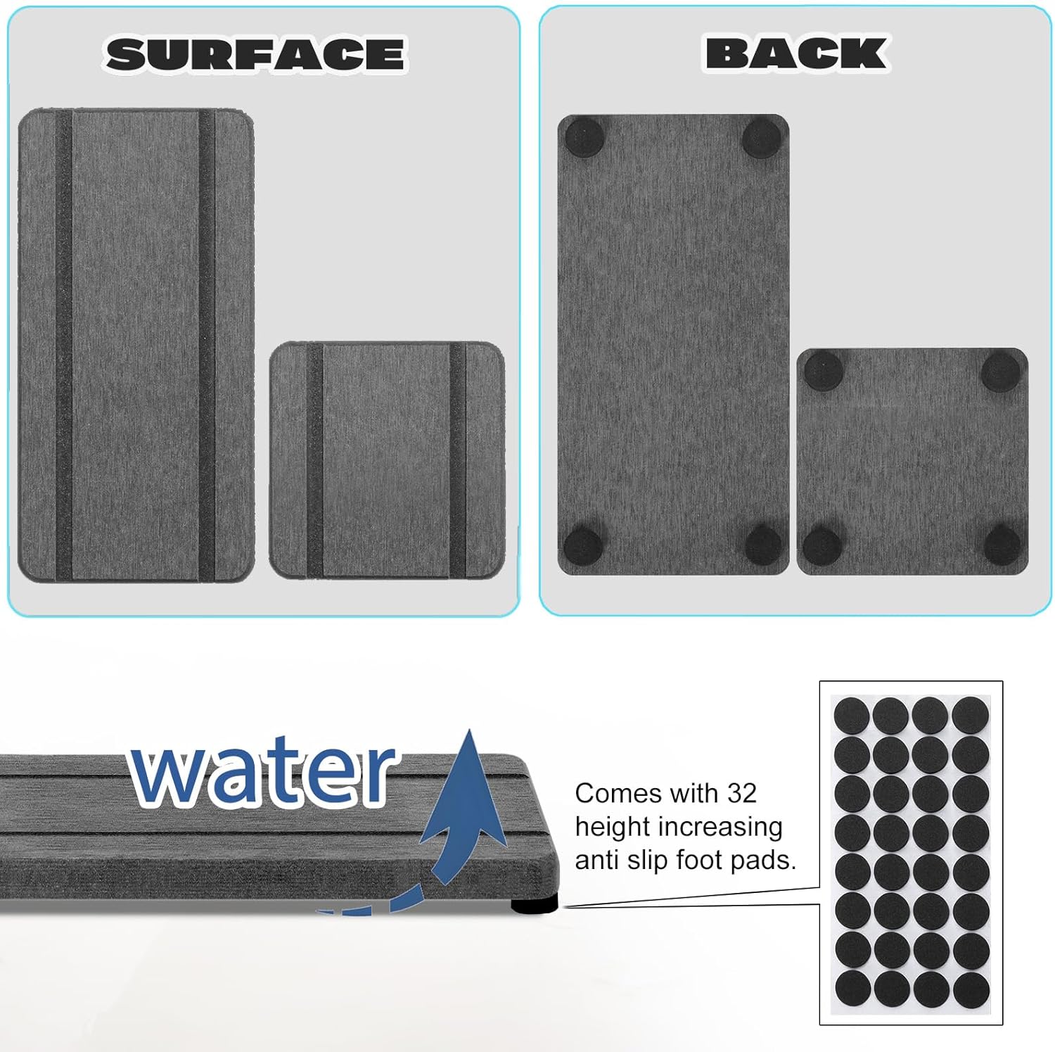 Skiennix Stone Drying Trays - Water Absorbing Diatomaceous Earth Soap Dish & Coaster Set (4PCS)