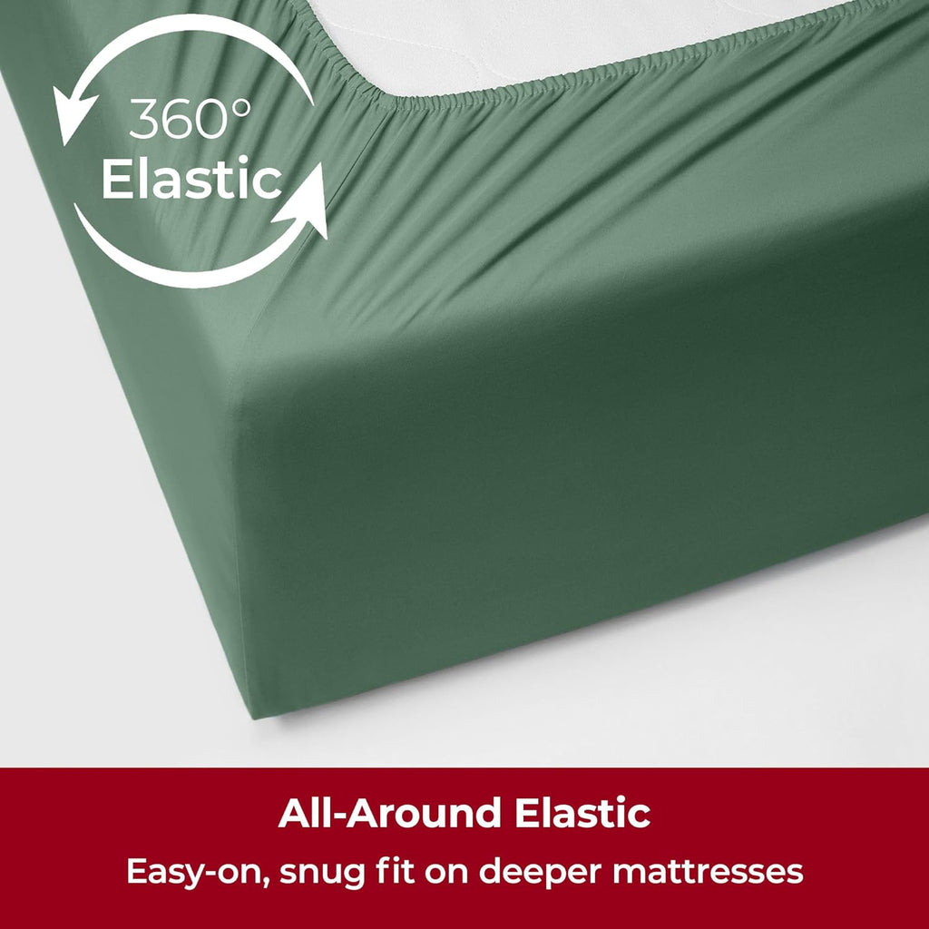 Mellanni Extra Deep Twin Sheets - Hotel Luxury Ultra Soft Cooling Bedding - Wrinkle & Stain Resistant (Twin, Emerald Green)