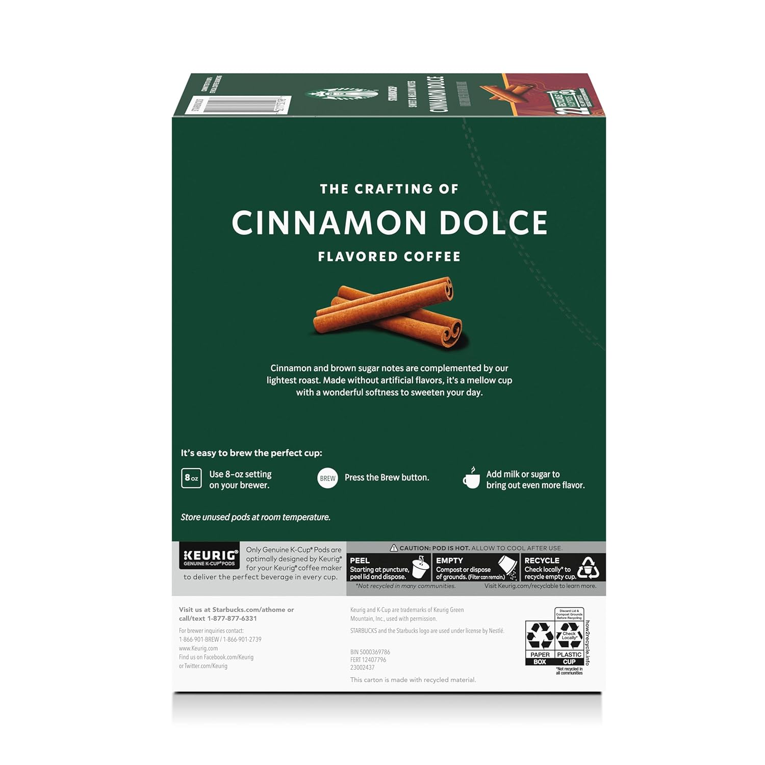 Starbucks K-Cup Coffee Pods - Cinnamon Dolce Flavored Hot or Iced Coffee | 22 Keurig Pods