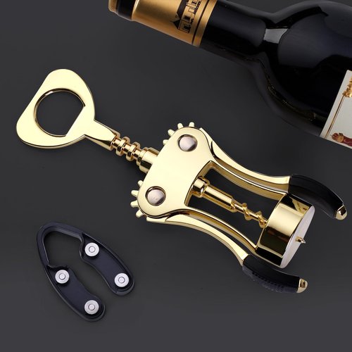 Drincarier Wine Opener, Zinc Alloy Premium Wing Corkscrew Wine Bottle Opener with Multifunctional Bottles Opener, Upgrade