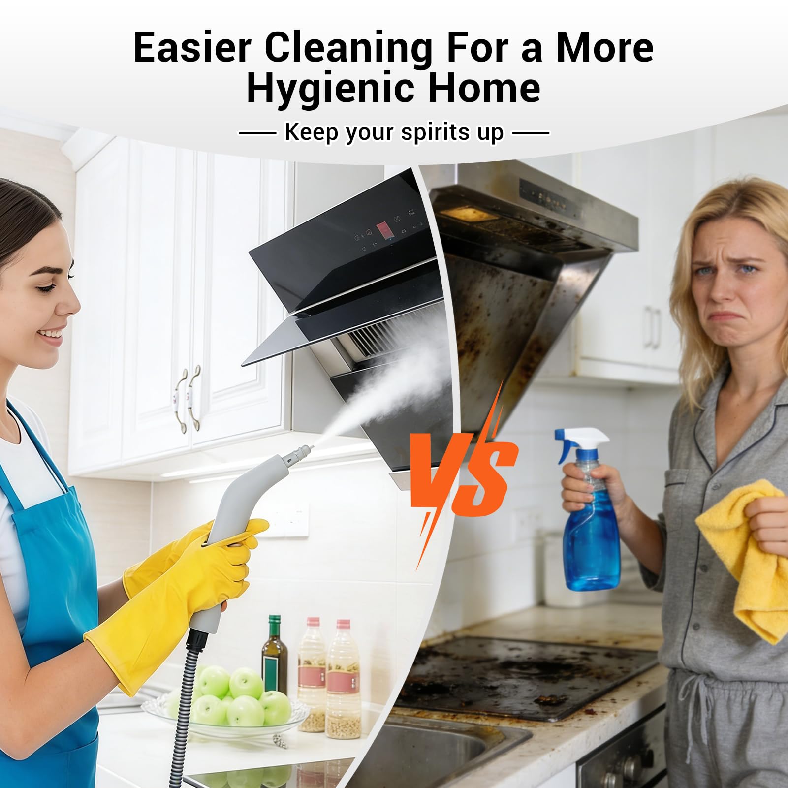 Steam Cleaner for Home - Portable Handheld Steamer for Cleaning With 15s Heat-UP, 0.78 Quarts Tank,9 Accessories - Clean Grease,Automotive wheels and interior trim,Grout, Tile, Floor, Couch, Carpets