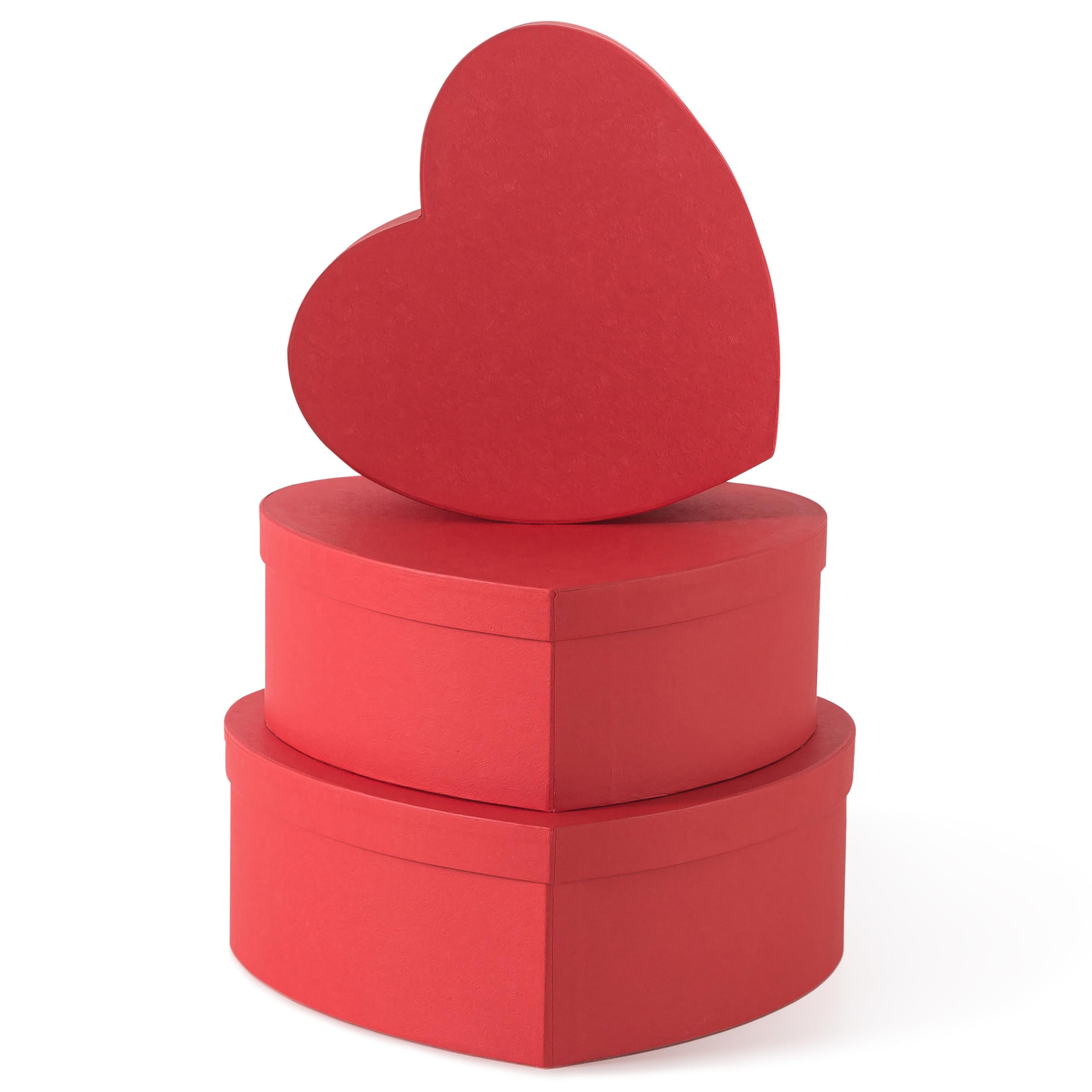 Soul & Lane Heart Shaped Boxes for Flowers - Set of 3 - Red, Large Cardboard Heart Gift Boxes for Presents with Lids, Ideal for Valentine's Day, Mother's Day