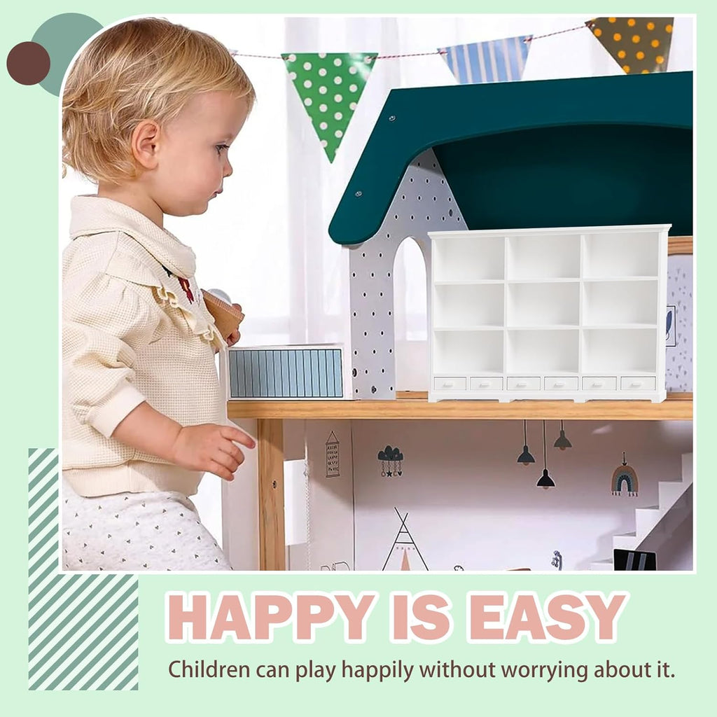 Skiennix 1:12 Scale Dollhouse Bookshelf - Multi-Functional Display for Mini Books & Accessories