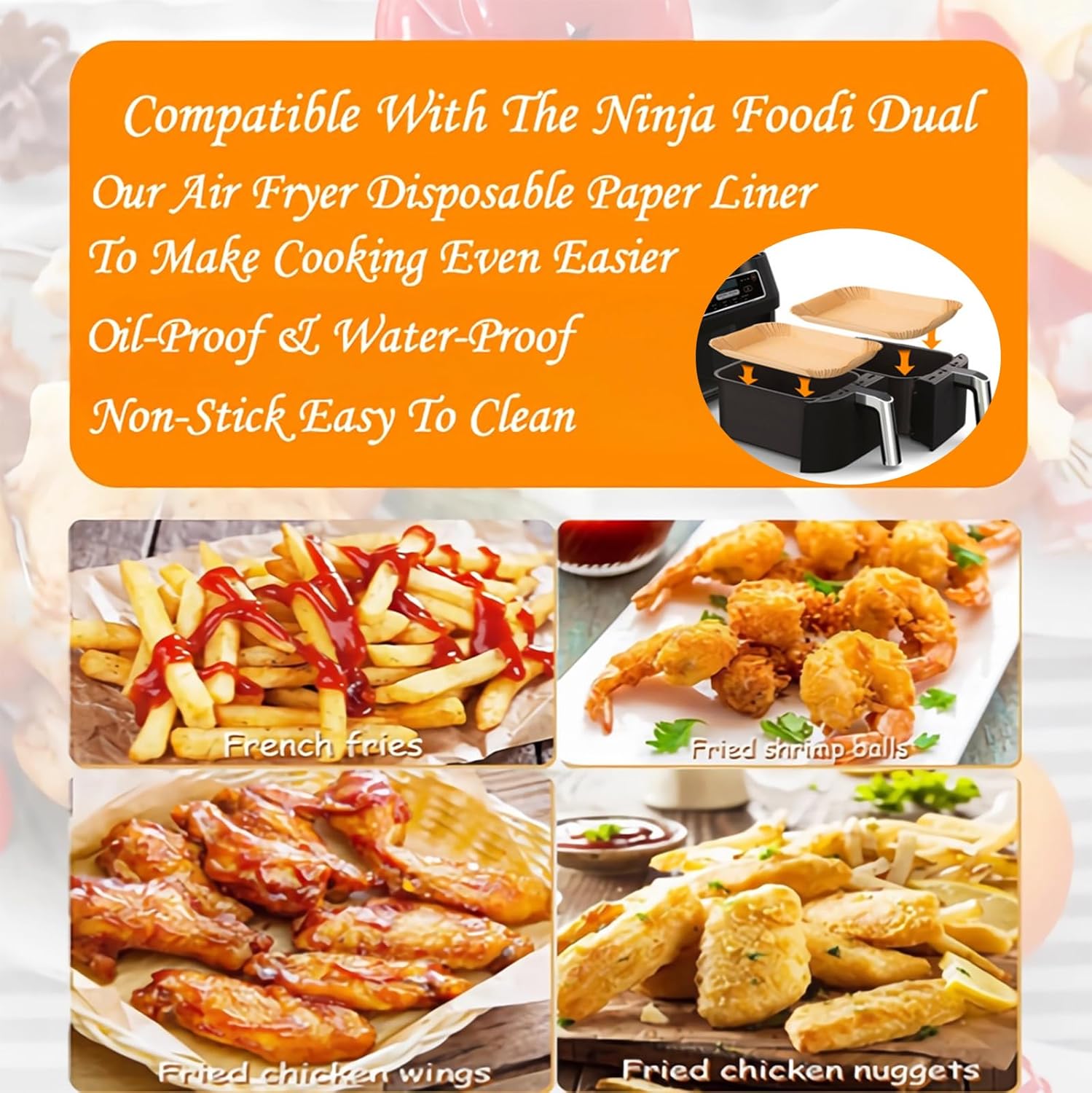 Skiennix Air Fryer Liners - 300 PCS Disposable Baking Paper for 8-10QT Ninja Dual Baskets | Food Grade 8.1 x 5.1 Inch