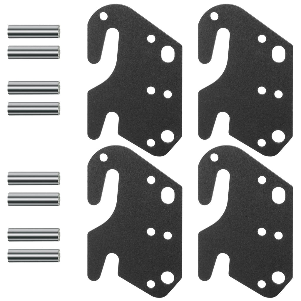 KOPKIO 4 PCS Universal Wood Bed Rail Hook Plates for Headboard Footboard Bed Frame Bracket, Wooden Bed Hook On Bed Rails with Mounting Hardware, Black