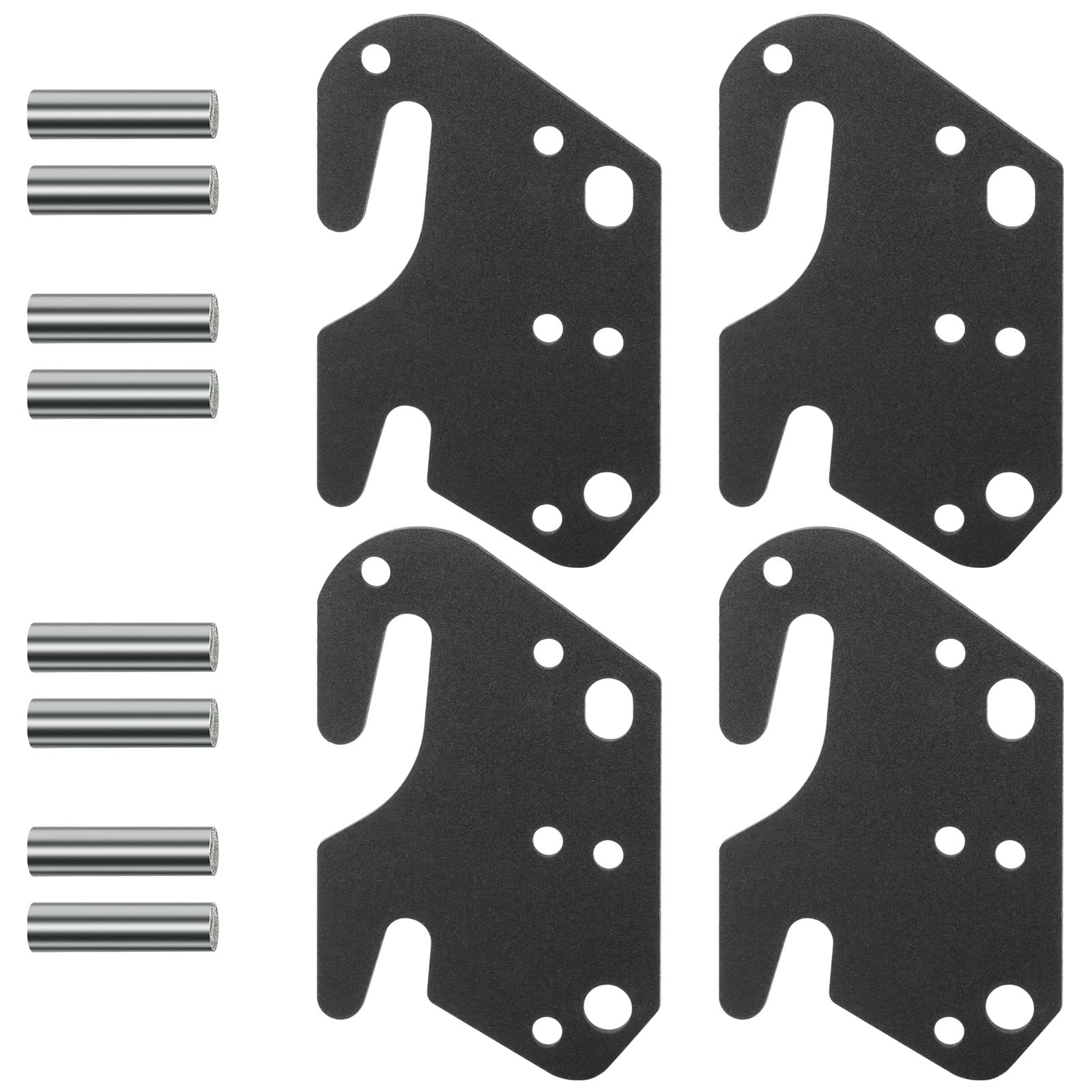 KOPKIO 4 PCS Universal Wood Bed Rail Hook Plates for Headboard Footboard Bed Frame Bracket, Wooden Bed Hook On Bed Rails with Mounting Hardware, Black