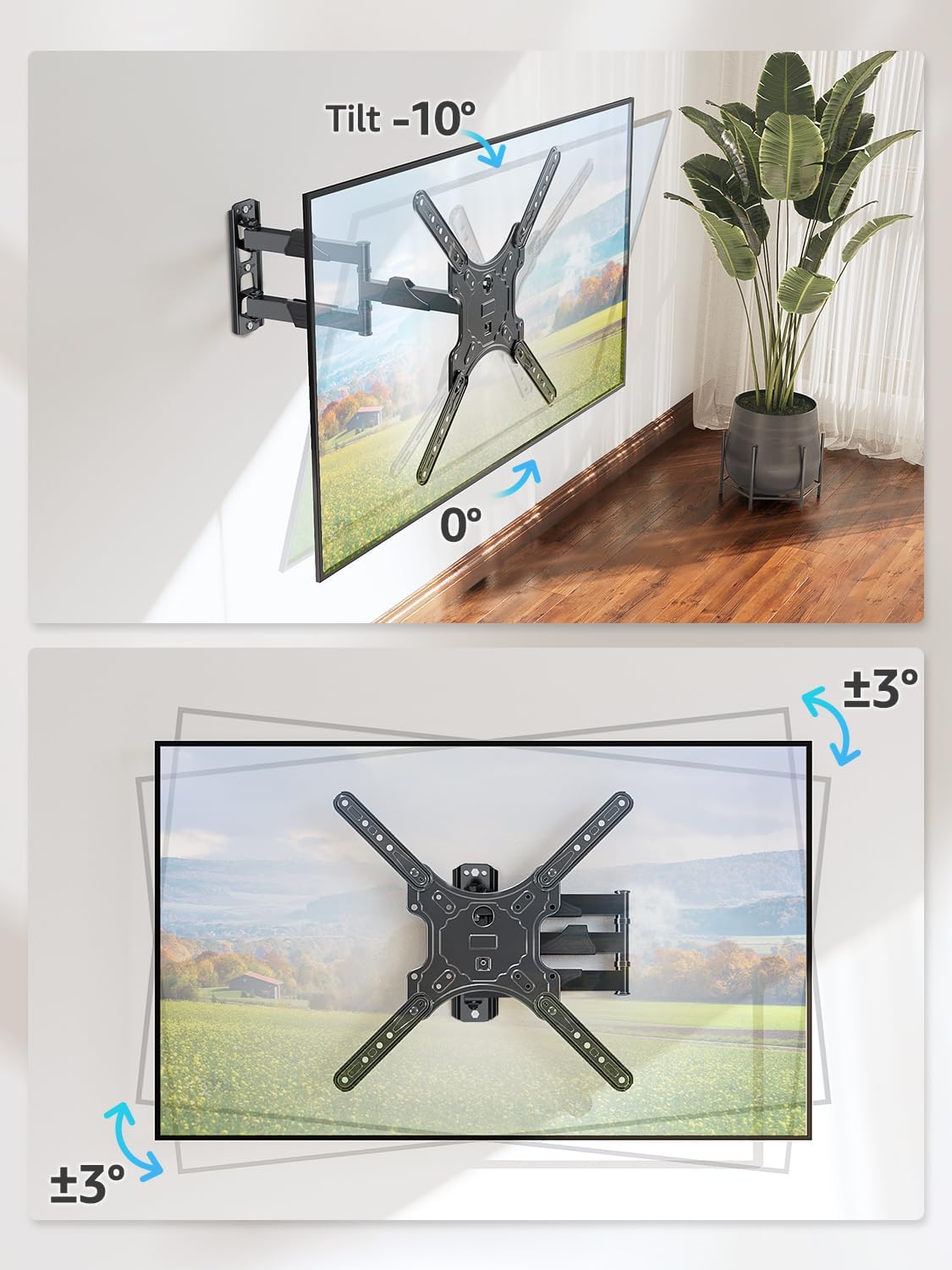 MOUNTUP Full Motion TV Wall Mount - Fits 26-60 Inch TVs | Swivel & Tilt for LED/LCD Up to 77 LBS