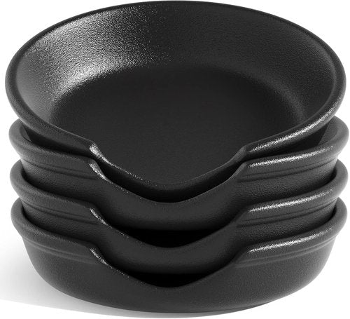 LE TAUCI Ceramic Spoon Rest - 4.8 Inch Utensil Holder for Kitchen Counter | Set of 4 in Crude Black