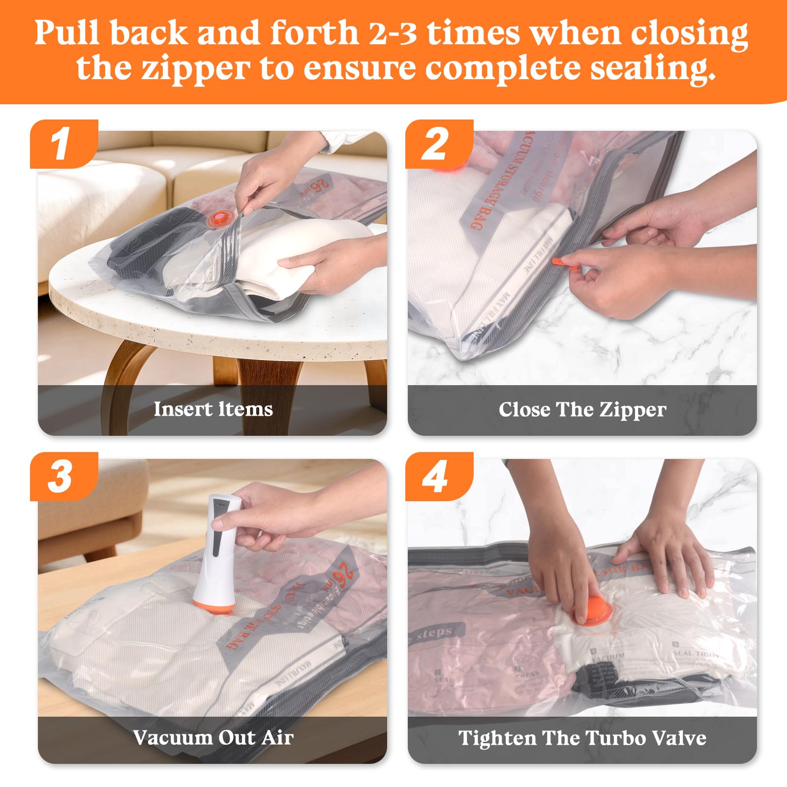 Vacuum Storage Bags for Travel with Rechargeable Air Pump - 16 Pack Vacuum Seal Bags for Clothing Space Saver, Compression Packing Bags for Suitcase Luggage, Blankets, Bedding, Seasonal Storage
