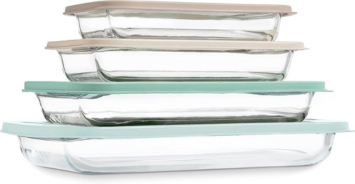 Cook With Color 8-Piece Deep Glass Baking Dish Set - Versatile Casserole & Food Storage Containers | Mint, Freezer-to-Oven Safe