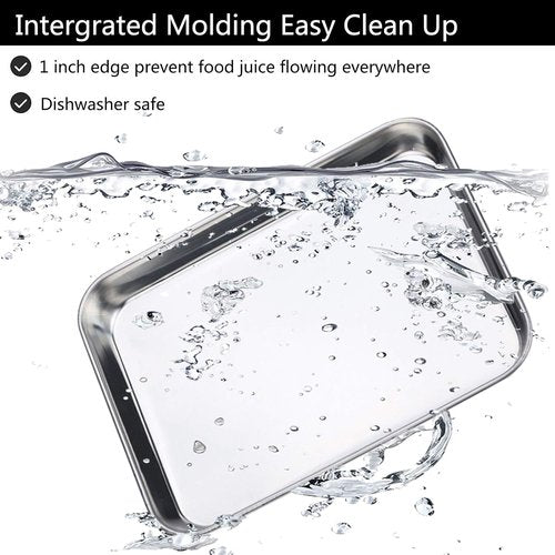 Bastwe Baking Sheet Set - 18-Inch Commercial Grade Stainless Steel Pans | Non-Toxic, Easy Clean & Rust-Free